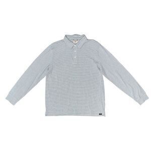 Faherty Brand  Long Sleeve Striped Polo Shirt Sz XL Blue White Organic Cotton
